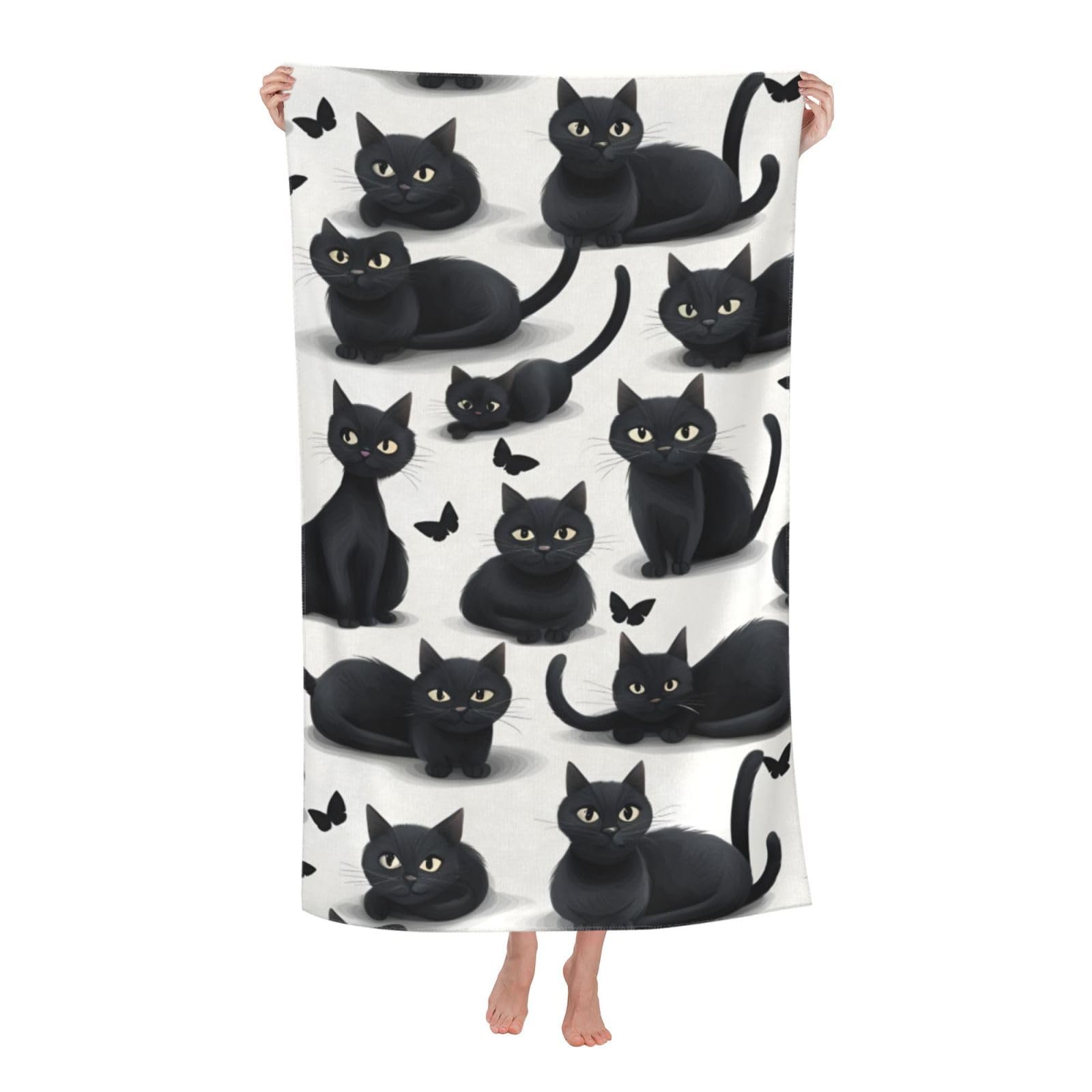 pojknbv Cat Print Print Oversized Adult Beach Towel Quick-Dry Comfortable Lightweight Travel Pool Camping