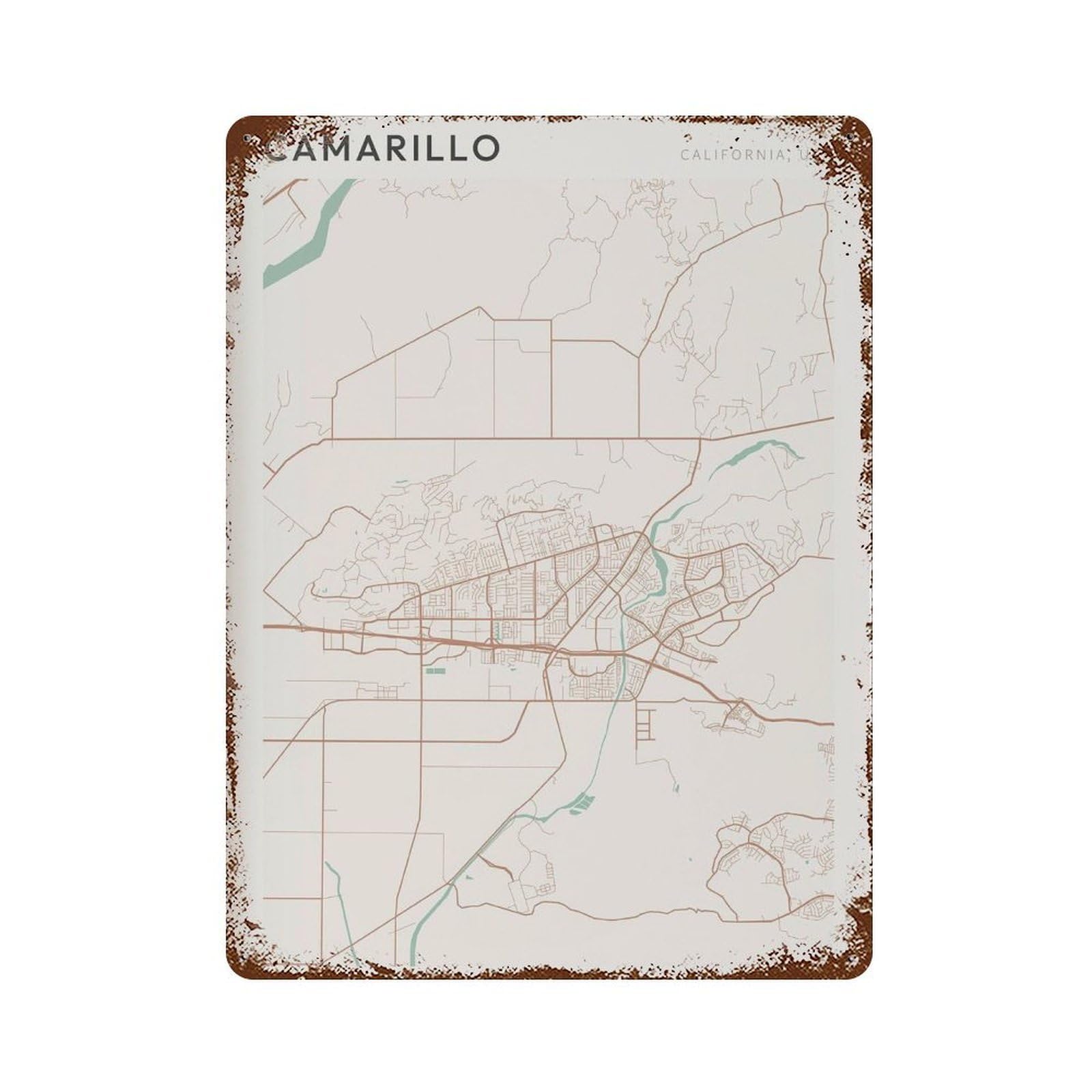 xiaoxiaoshen Camarillo Map California Travel Gift Farmhouse Decor for Parent (2) Wall Decor Art Metal Tin Poster Modern Home Decor Art Home Bar Shop Decorations Vintage Sign 40x30cm