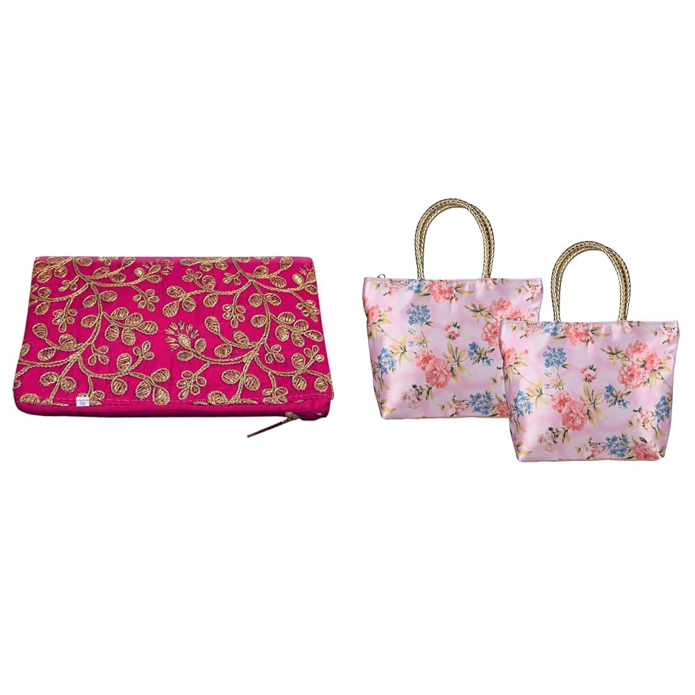 heart home Kuber Hand Purse | Silk Small Hand Bags for Women Stylish with Handle & 1 Outer Zip Pocket | Card Holder Wallet for Men Women-picture-52