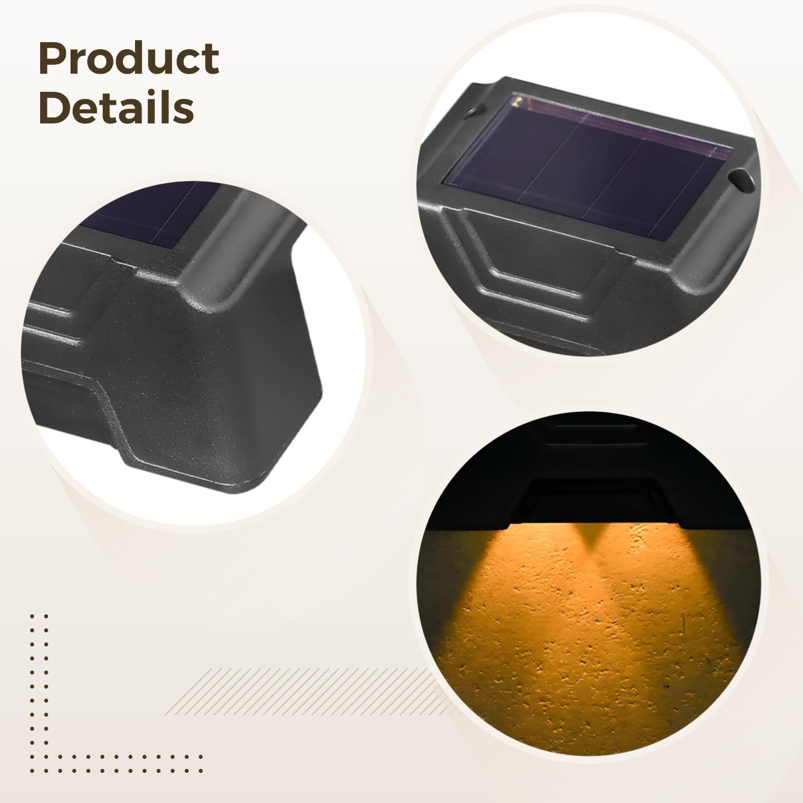 Bosreroy Solar Outdoor Step Lights, Set of 10 Led Wall and Staircase Lights with Auto-Dusk-to-Dawn Feature, Waterproof for All-Weather Use