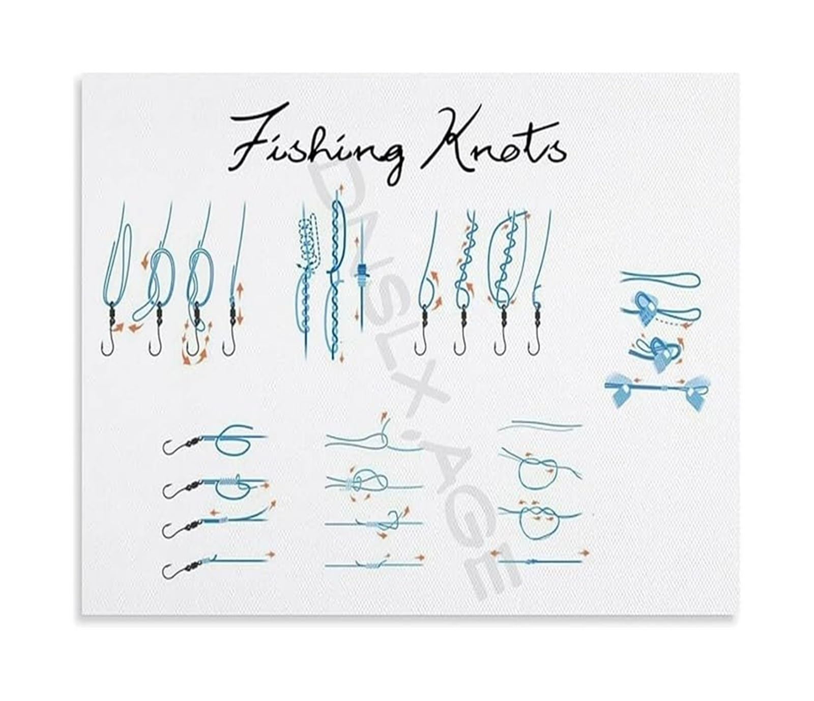 LLBOGRGGN Complete Educational Guide to Fishing Knots Canvas Wall-Art for Anglers Gift and Bedroom Living Room Decor(Unframed,08x12inch(20x30cm))