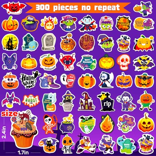 300PCS Halloween Stickers for Kids, Vinyl Holiday Decals - image 2