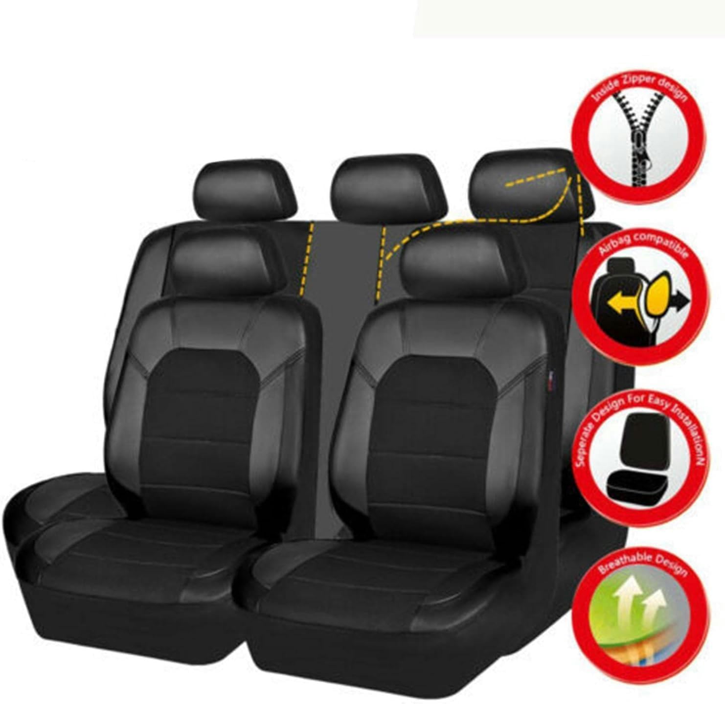 ELLIAT Housse Siege Voiture pour Toyota Auris 2015-2019,Universelle,Lavable et Facile à Installer-Noir