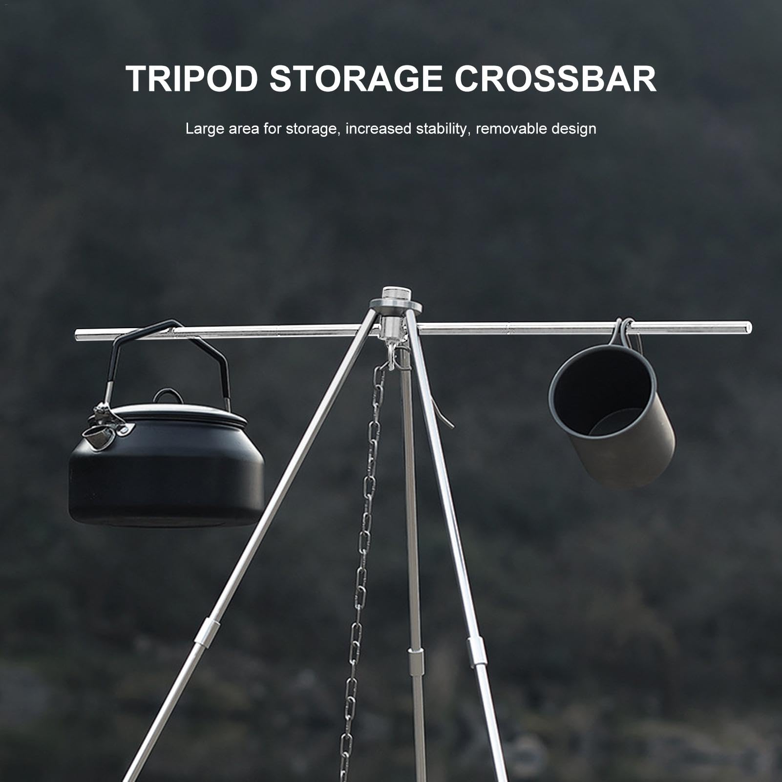 BBQ Tripod Hanger - Tripod Grill, Fire Camping Grill | Adjustable Cooking Tripod with Adjustable Suspension Chain, Campfire Cooking Tripod Stand Camping, Pot Pan Camping Tripod Hanger