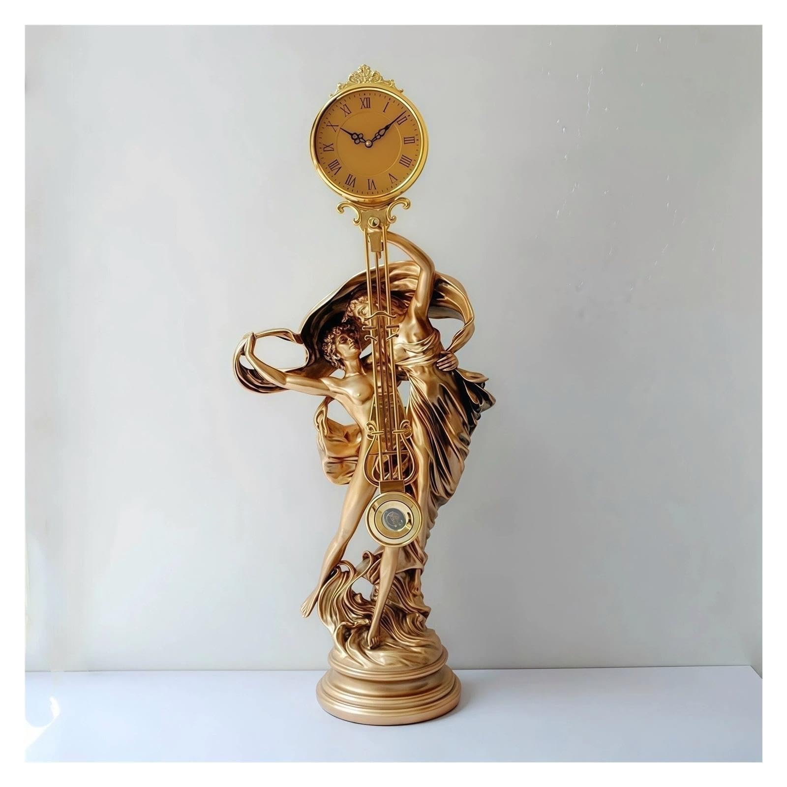 Reloj de abuelo Reloj de piso Cuarzo Escultura silenciosa de estilo europeo