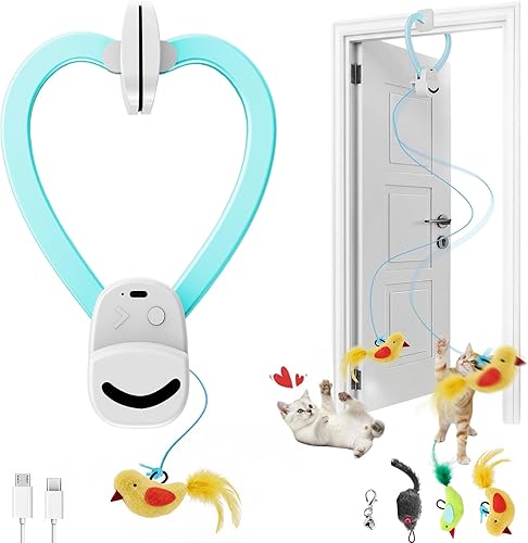 Miniatura 10 de Juguetes Interactivos para Gatos de Interior Pájaro Volador Eléctrico Automático Juguete de Pluma y Ratón - Mejor Juguete de Enriquecimiento para