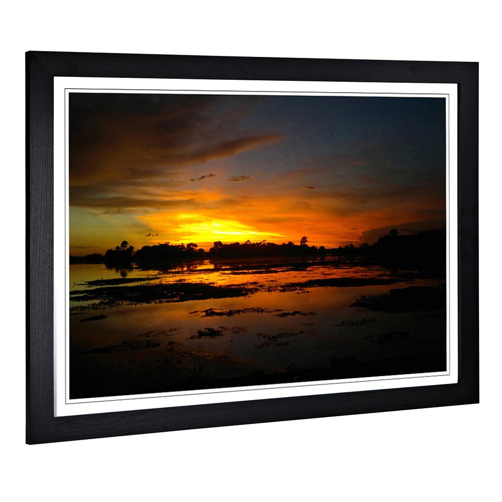 Big Box Art Framed Print of Landscape Bangladesh Sunset (1) Design | Wall Art Picture | Home Decor for Kitchen, Living Room, Bedroom, Hallway, Black, A2 / 24.5x18 Inch / 62x45cm