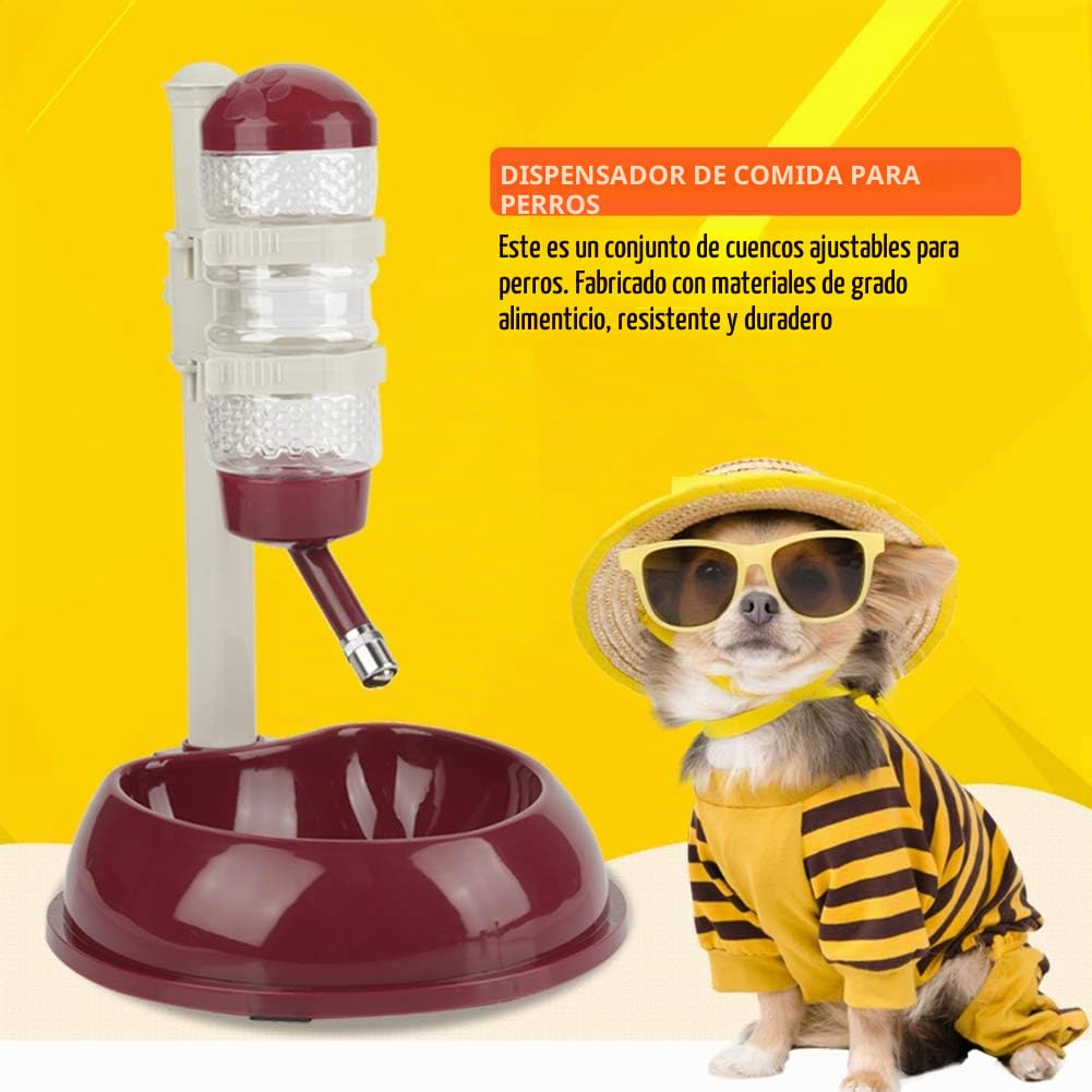 Hztyyier Alimentador Ajustable para Mascotas, Cuenco para Perros, dispensador de Agua, Botella para Beber, Recipiente para Alimentos, Cuenco, dispensador de pie para Gatos, Perros, Verde(marrón)