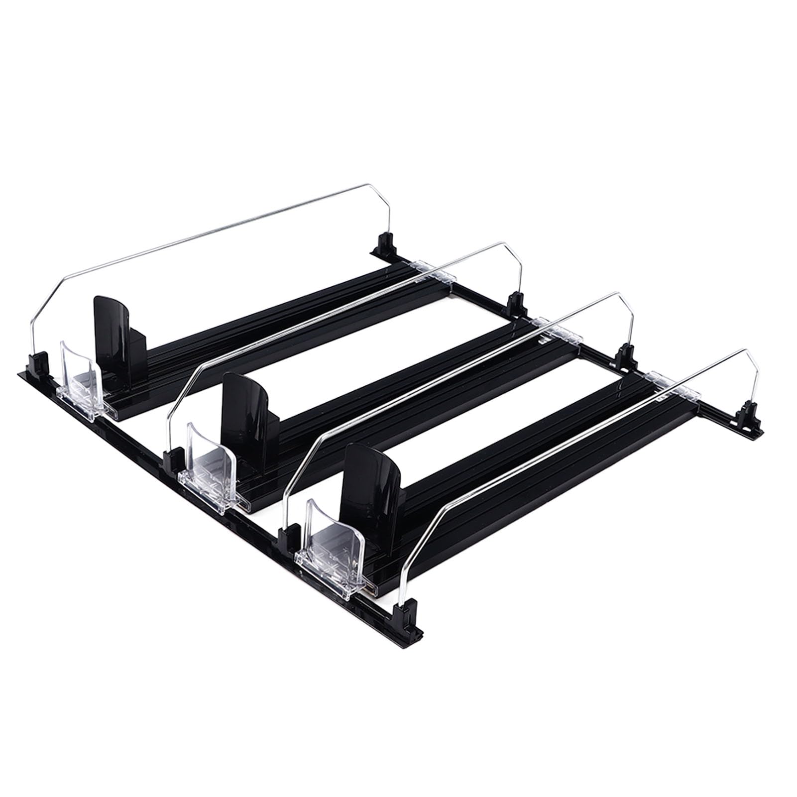 Organizador De Bebidas Para Nevera De 38 Cm Deslizamiento Automático De Empujador, Dispensador De Soda De Ancho Ajustable Para Refrigerador(Negro)