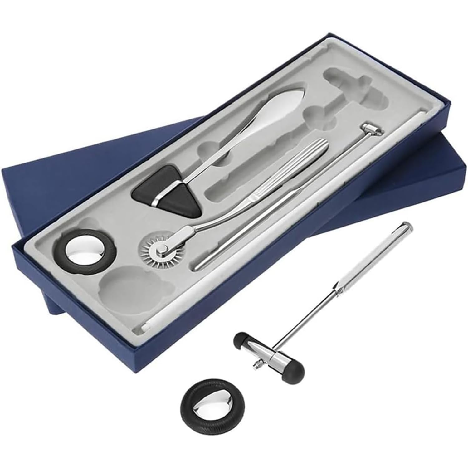 Tragbares neurologisches Hammerset, 5-teiliges Reflexhammerset, neurologisches Percussion-Set aus Edelstahl für die Untersuchung des Nervensystems