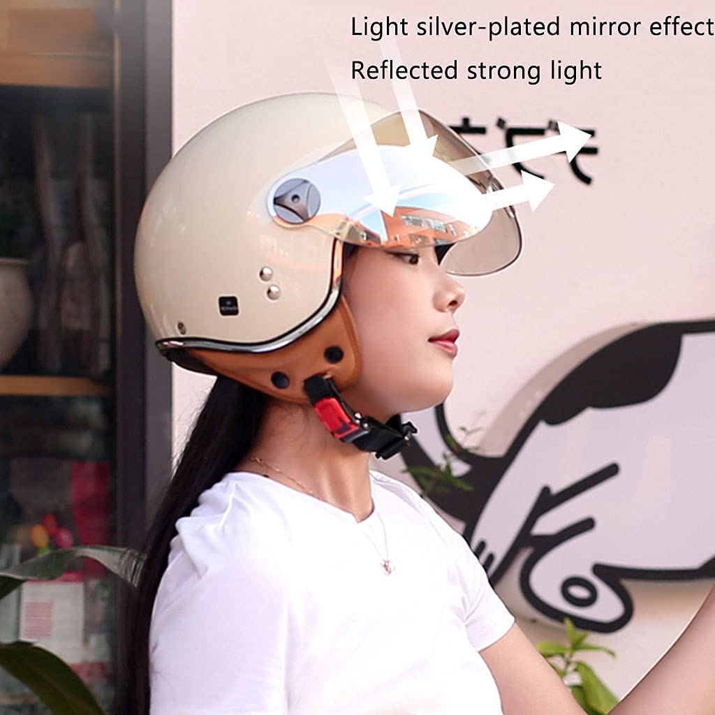 CFZWJ Vintage Style Motorcycle Helmet, 3/4 Open Face Adult Motorcycle Half Helmet Street Moped Jet Pilot Helmet for Men & Women Scooter Chopper Cruiser Motorcycles Helmet DOT/ECE Approved : Automotive