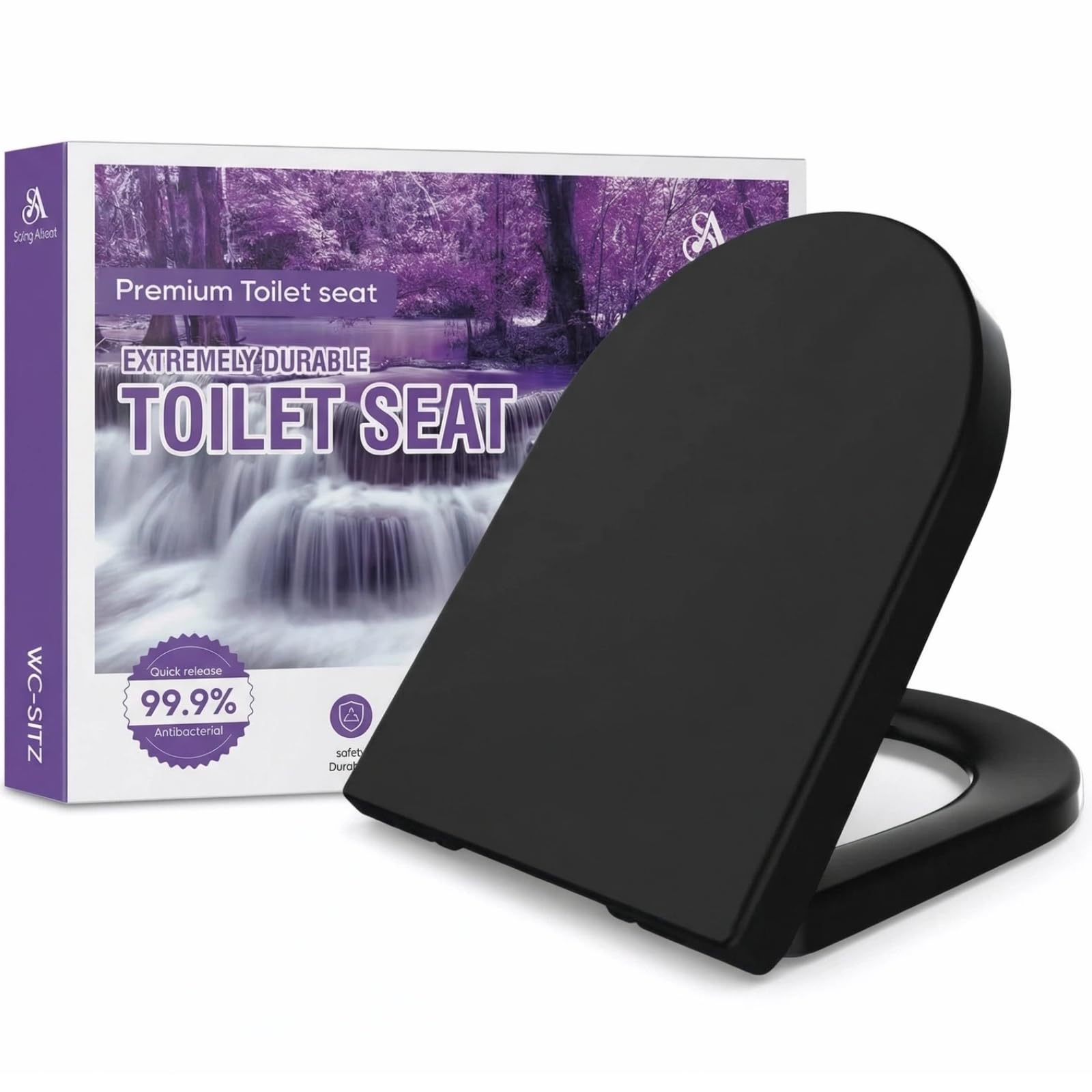 Tapa wc universal, Tapas de water,Asiento de Inodoro de Cierre Suave en Forma de D con Liberación Rápida para una Fácil Limpieza, Negro,recambio para tapa de váter resistente