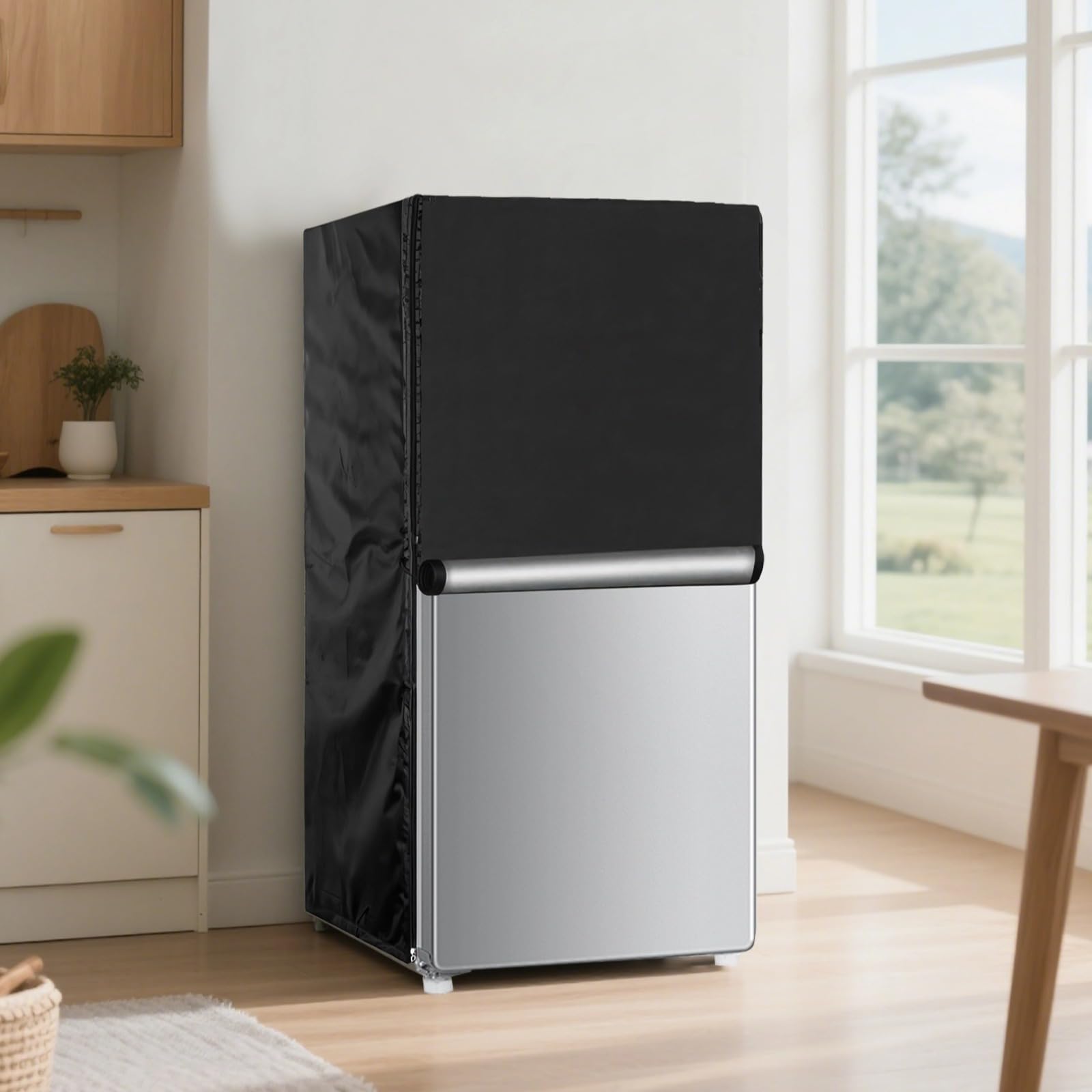 Funda para equipos de laboratorio, muebles, sofá: negro, tela Oxford plateada, impermeable, resistente al sol, a prueba de polvo, refrigerador al aire libre, 59 x 59 x 143 cm
