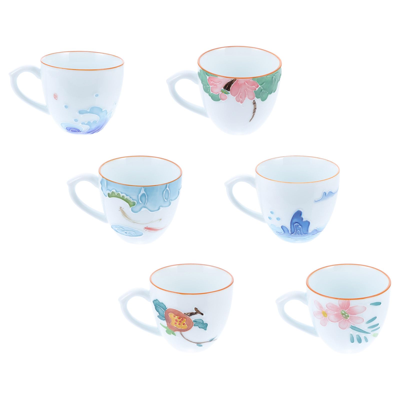 Gadpiparty 6 Piezas Taza de Té de Cerámica Estilo Retro, Pintada a Mano