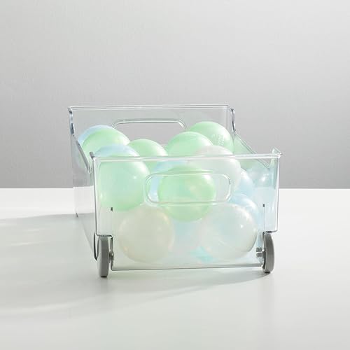 Miniatura 3 de mDesign Contenedor de plástico para juguetes con ruedas giratoriasasas integradas, organización para juegos o accesorios en la sala de juegos de