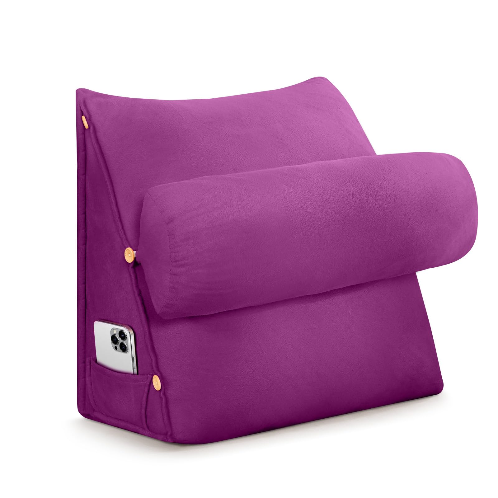 Mingfuxin Sofa Cushion Support Pillow, 3 IN 1 Adjustable Bed Wedge Reading Pillow for Sitting in Bed Adults, Triangular Backrest Cushion Pillows with Detachable Neck Roll & Removable Washable Cover — image 1