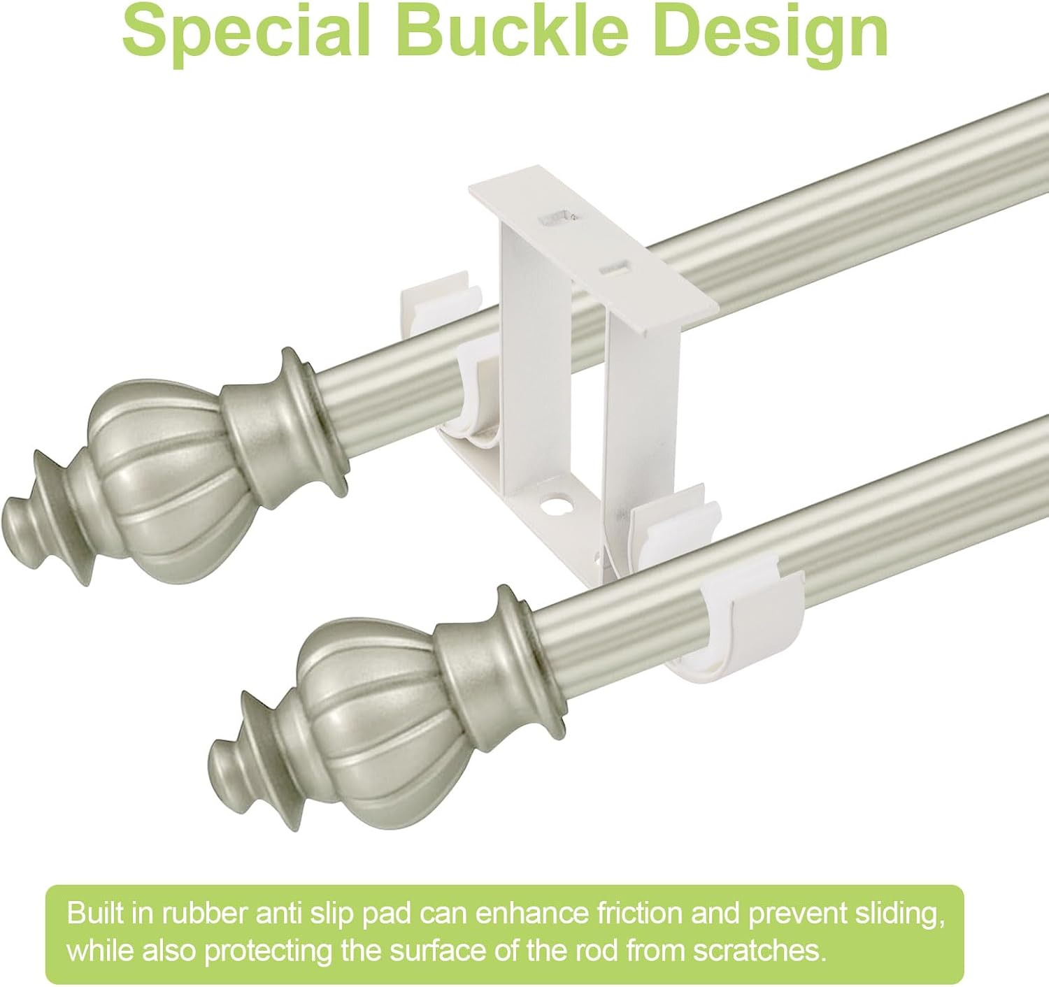 Curtain Rod Brackets, 8Pcs Aluminum Alloy Ceiling-Mount Brackets Double Curtain Holders Window Drapery Rod Hanging Supports for 28mm Pole (Creamy White)