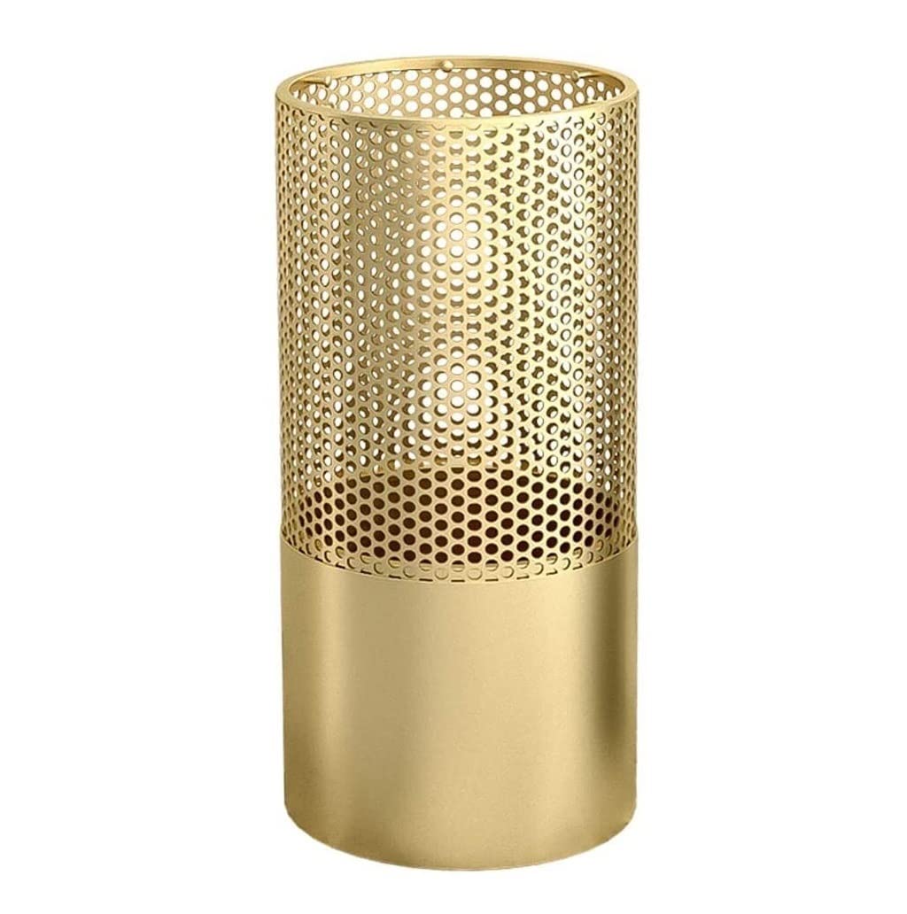 GHHVFEC Modern Metal Umbrella Stand with Hooks: Stylish Entryway Rack for Front Door & Outdoor Hallway Gold 50cm