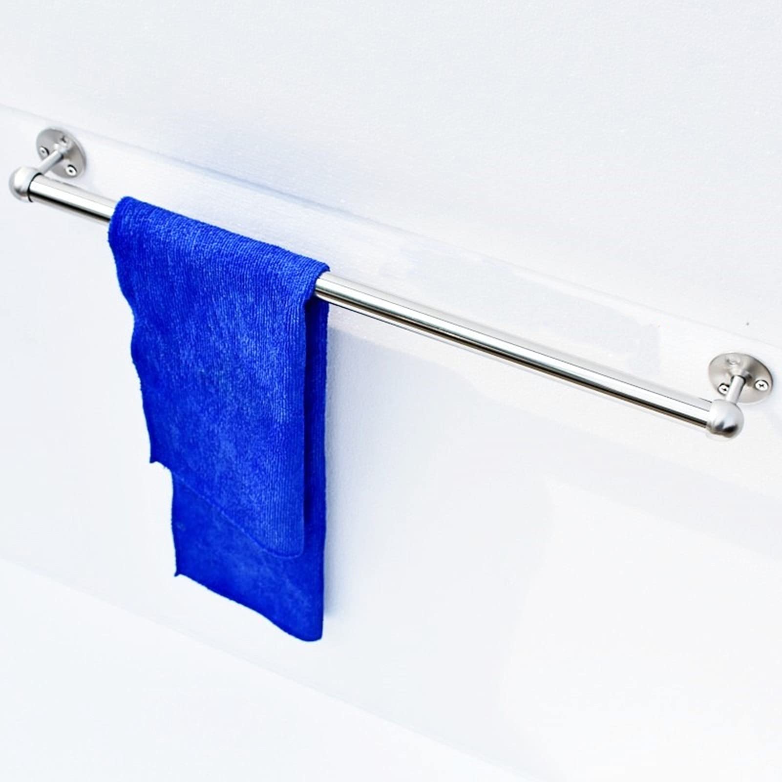Portasciugamani in acciaio inox SUS 304 di alta qualità, 100 cm, da parete, rotondo, finitura argento, per bagno e cucina, durevole, con viti incluse