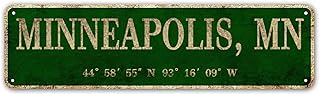 LINStore Minneapolis, MN City Sign Rustic Vintage Metal Art Wall Decor Office/Home/Classroom 4” x 16”