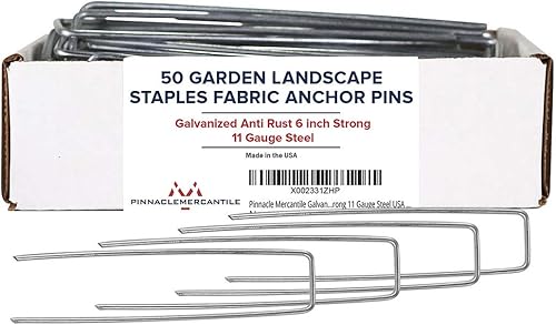 Pinnacle Mercantile - Grapas galvanizadas para jardín y paisajismo, pasadores de anclaje antioxidables para telas, de 6 pulgadas, acero resistente