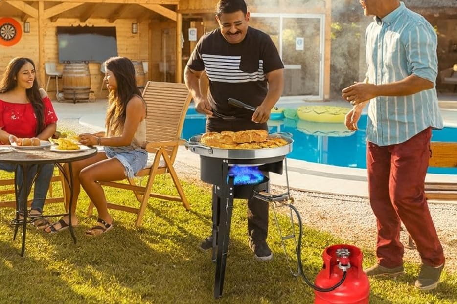 Voyager Tools 30" Steel Comal Stand with Adjustable Burner Mounting Rack 3Ft BBQ Stove Stand
