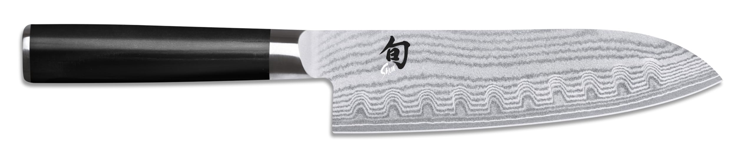 KAI Shun Classic Santoku 18 cm lunghezza lama con alveoli - Coltello damasco 32 strati nucleo VG MAX - 61 (±1) HRC - Manico in legno Pakka - Made in Japan - coltello da cucina giapponese forgiato