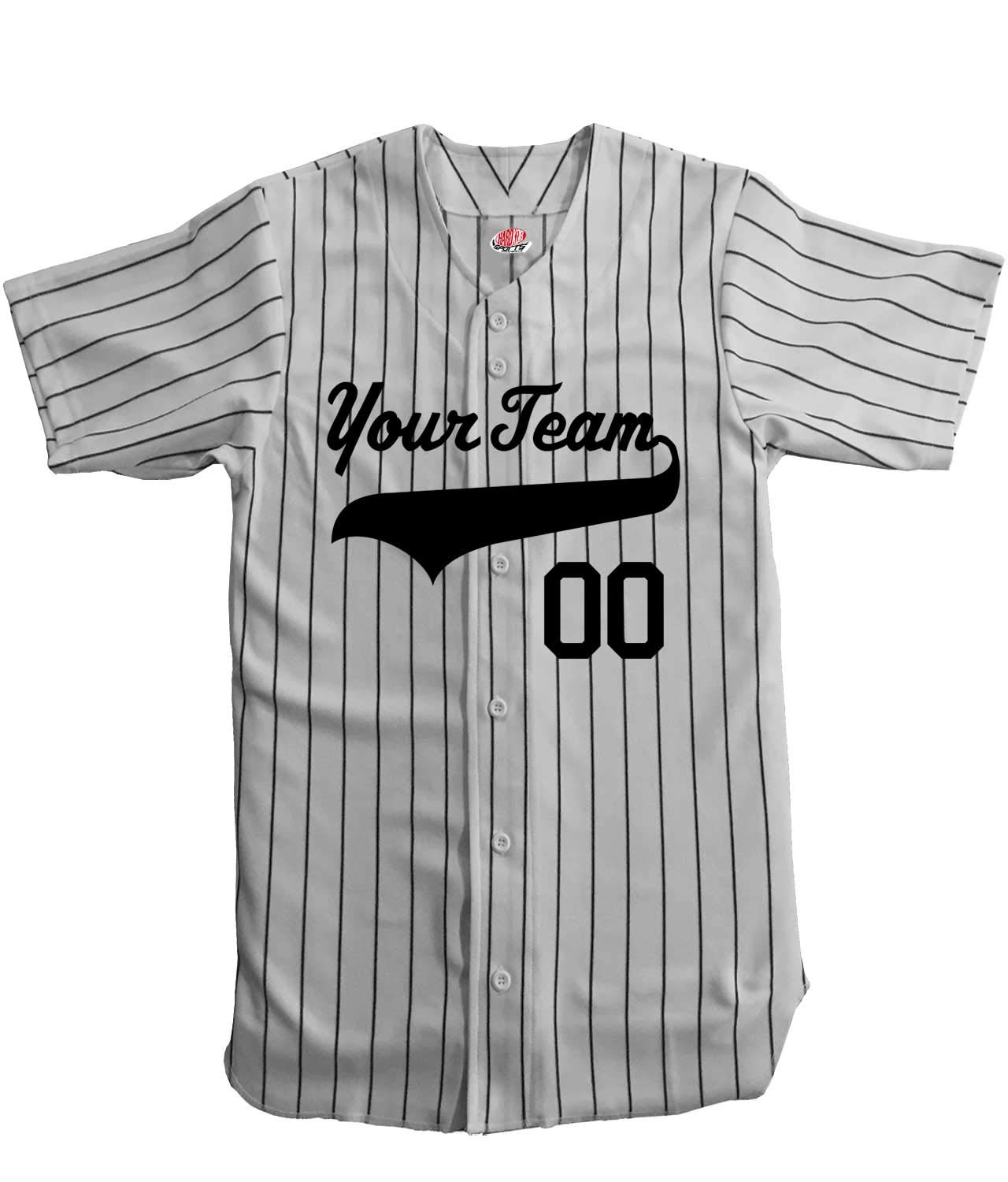 Hardkor SportsCustomized Baseball Jersey Youth Pinstripe 6 Button Double Knit with Team Logo