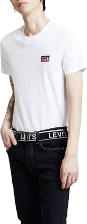 Levi's Men's 2 Pack Slim Crew T-Shirt, Navy/White