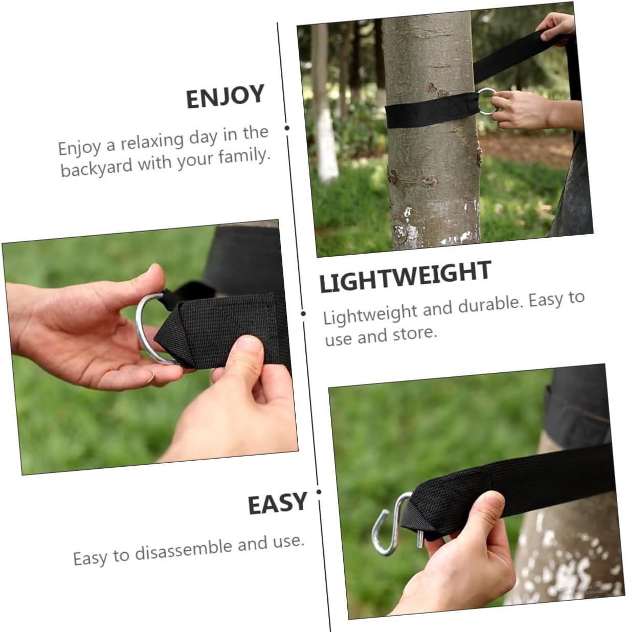 Kichvoe 6pcs Outdoor Hammock Tree Straps with Heavy Duty S-Hooks Adjustable Swing Hanging Ropes for Camping Patio Backyard Swing Hanging Kit