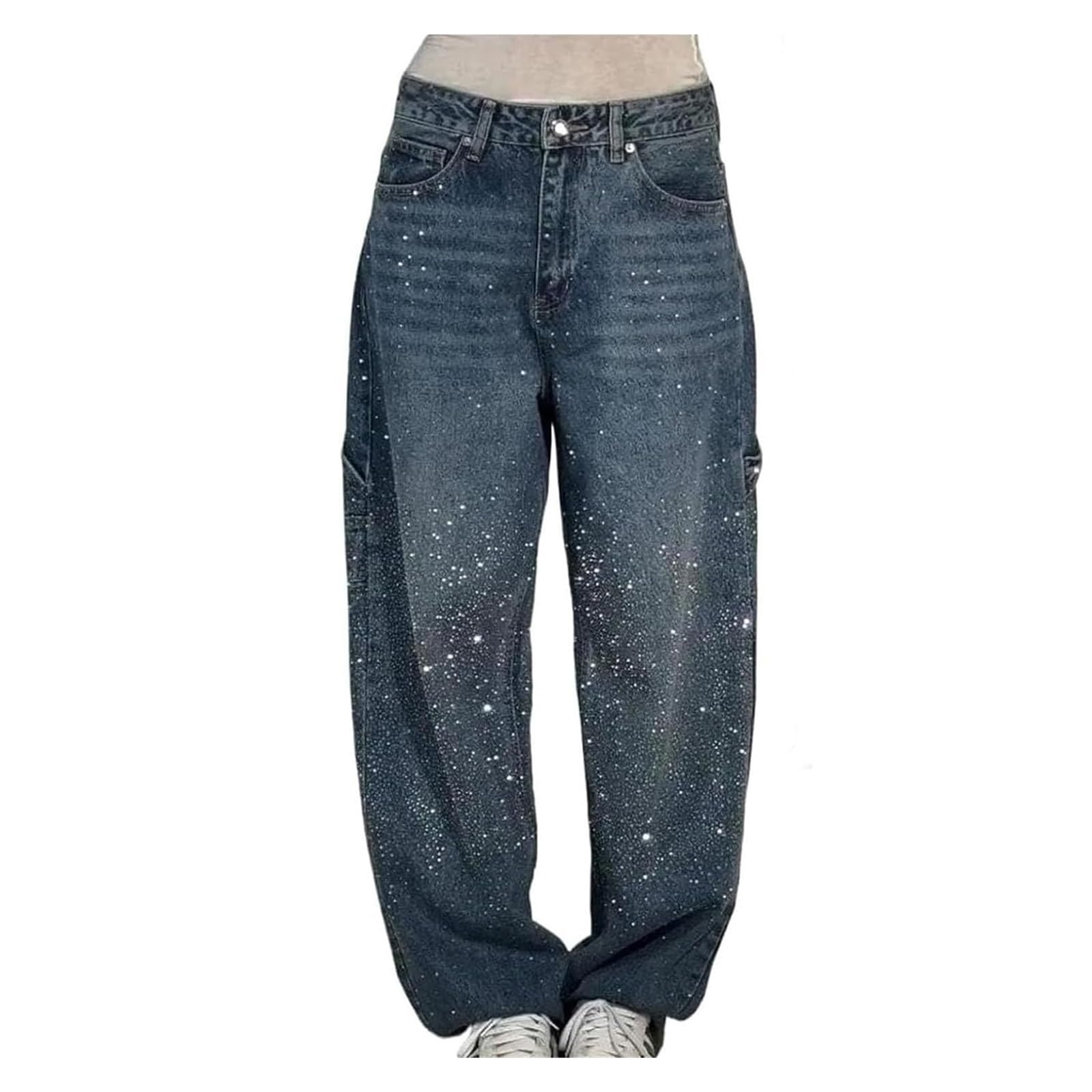 Pantalon Palazzo Femme En Jean - Large, Taille élastique, Style Baggy Décontracté - 13