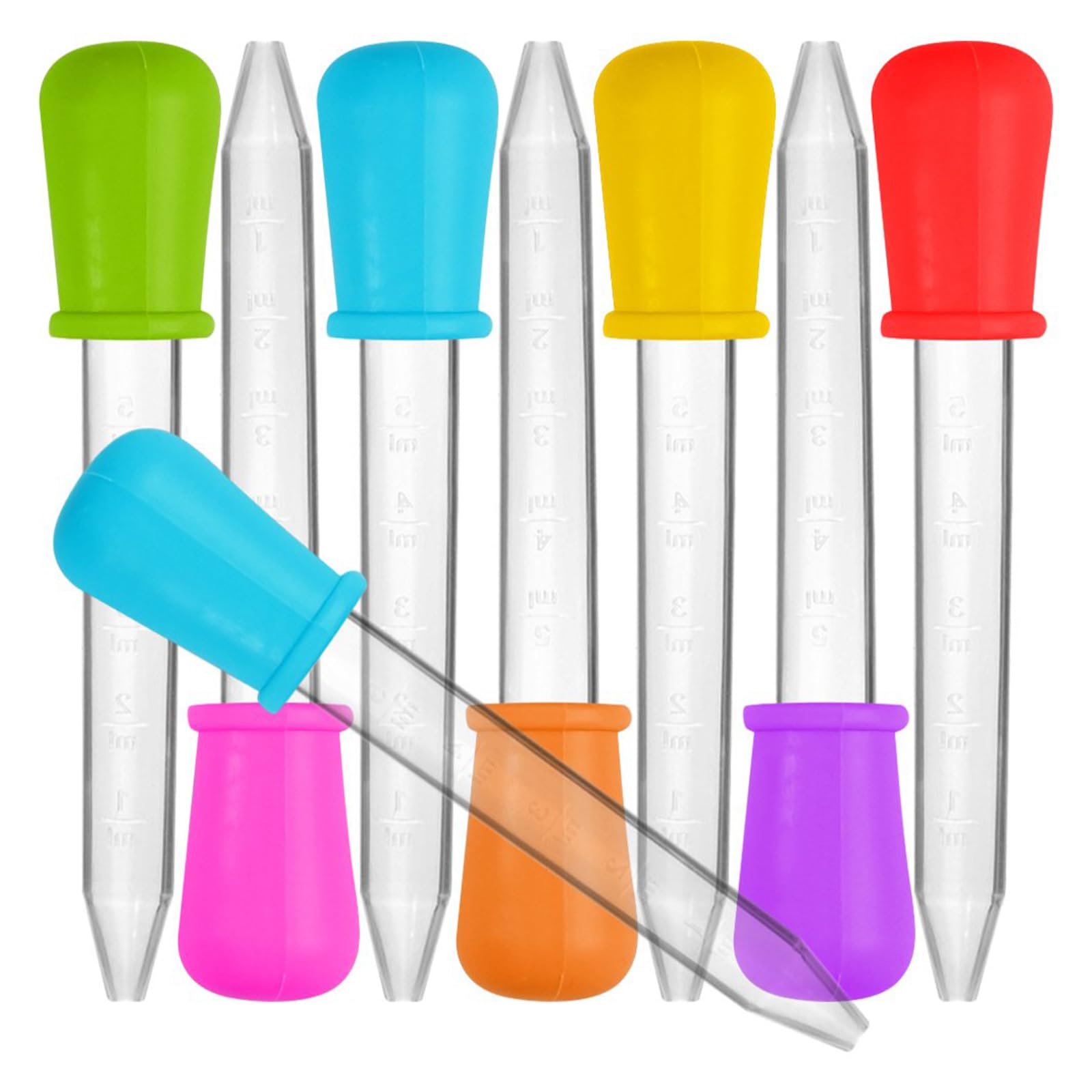 Coocicyi 8 Pcs Liquid Droppers, Silicone and Plastic Pipettes, Transfer Eyedropper with Bulb Tip for Candy Oil Kitchen Kids Gummy Making