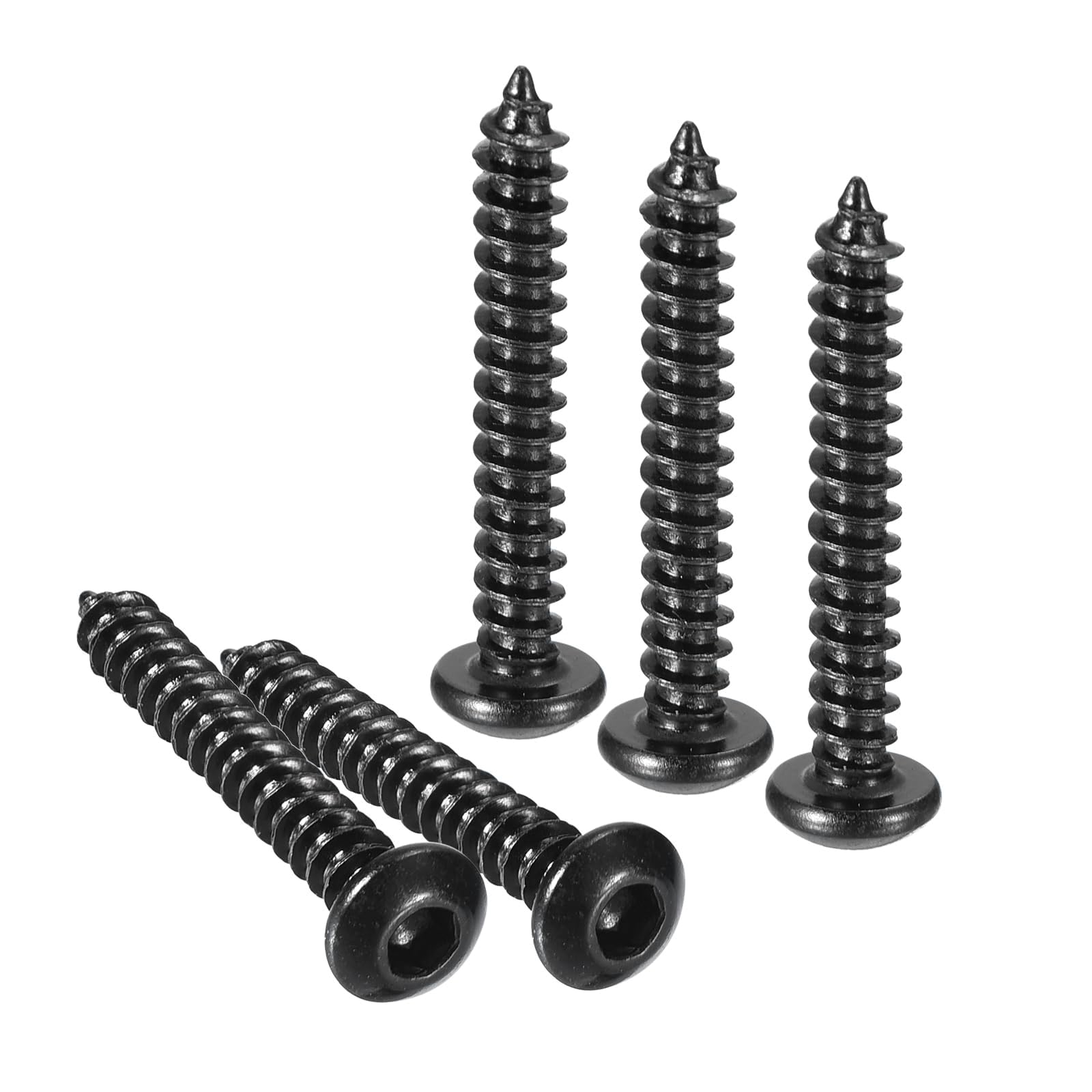 TA-VIGOR M3 Hex Socket Self Tapping Screws 20mm, Black Carbon Steel Pan Head Wood Screws for DIY, Furniture Assembly, Building Materials and Industrial Use