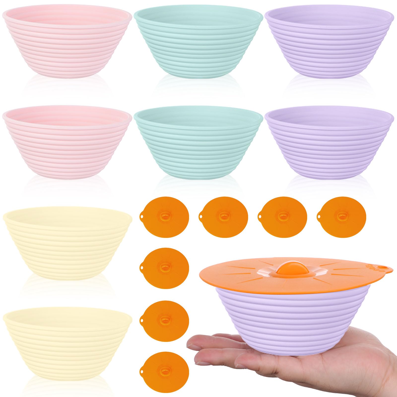 Photo 1 of 16 Pcs Mini Silicone Bread Proofing Basket 5 Inch Sourdough Proofing Baskets with Lids Round Sourdough Bread Baking Basket Supplies Foldable Proofing Bowls for Beginner Bread Making Essential Tools