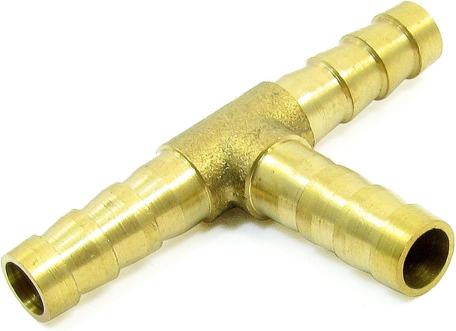 uxcell Brass T Hose Barb Connector Adapter for 8mm Inner Air Gas Pipe