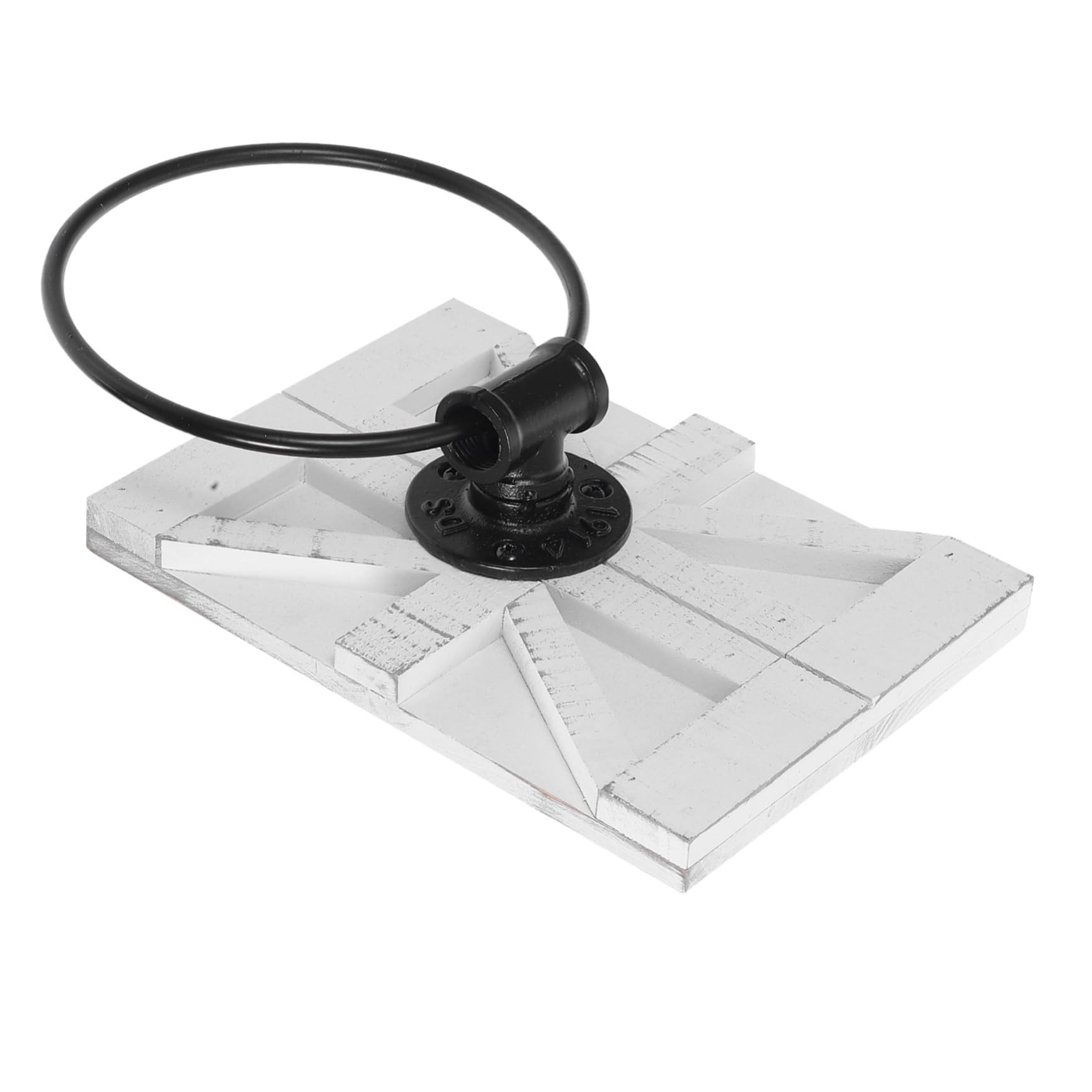 Portasciugamani da Parete Rustico in Ferro Bianco per Cucina e Bagno Design Vintage con Anello Portasciugamani