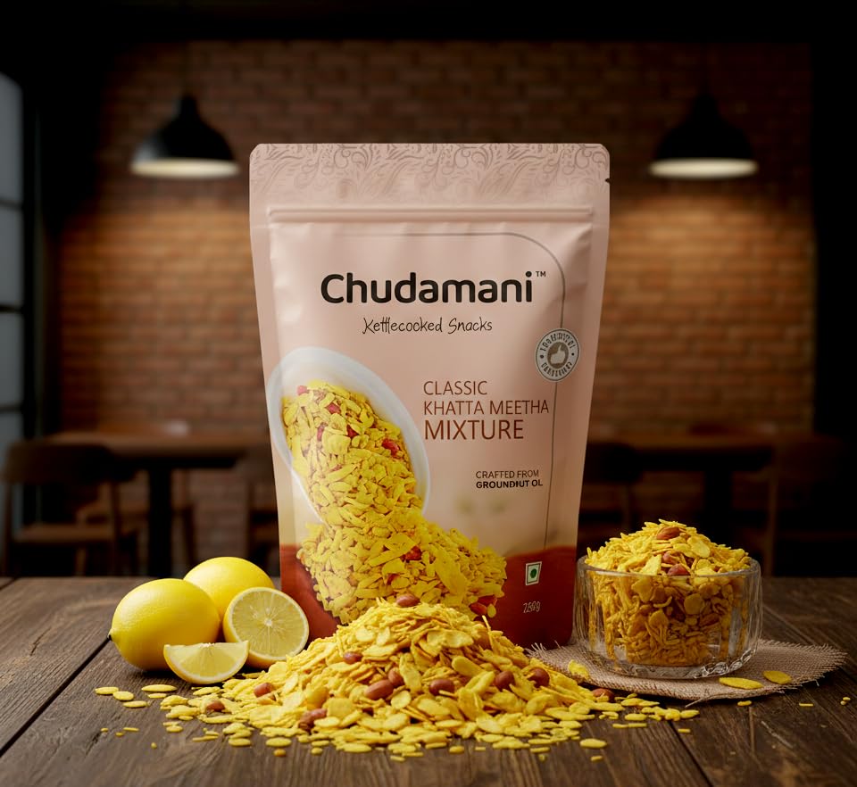 Image of Chudamani Kettlecooked Snacks Combo Pack-3 (250gm) Classic Lajawab Mixture, Khatta Meetha, Indori Sev, Spicy and Meethi, Famous Indori Cooked Snacks Namkeen