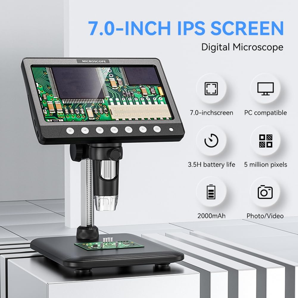Microscopio Digitale IPS per Monete 5MP 1200X Fotocamera con A Ultra Precisa Microscopio Video 1080P 8 Luci LED per Circuito di Monete