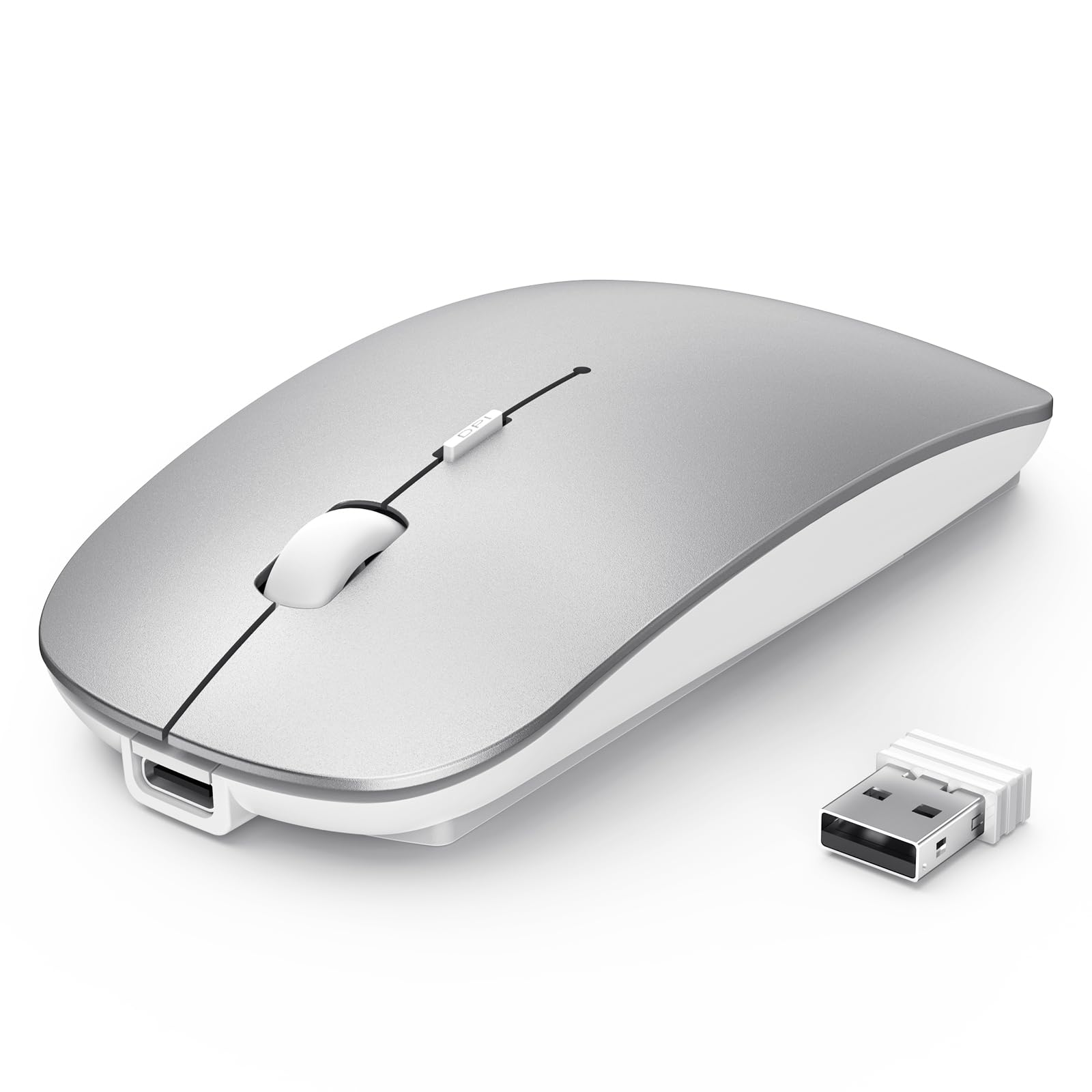 TECKNET Bluetooth Wireless Mouse in silver color
