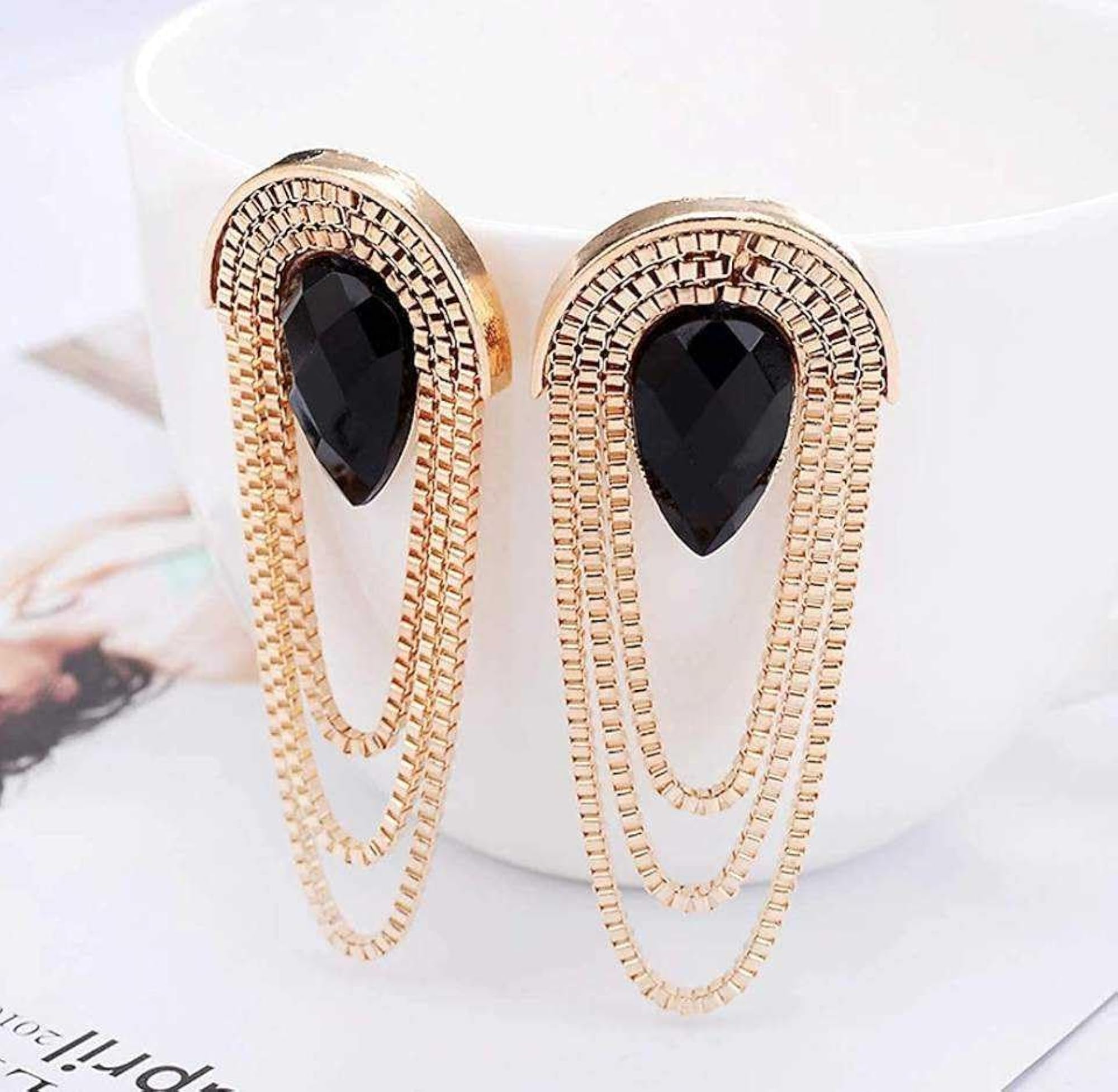 Gold Plated Dangle Earrings with Push Back Closure