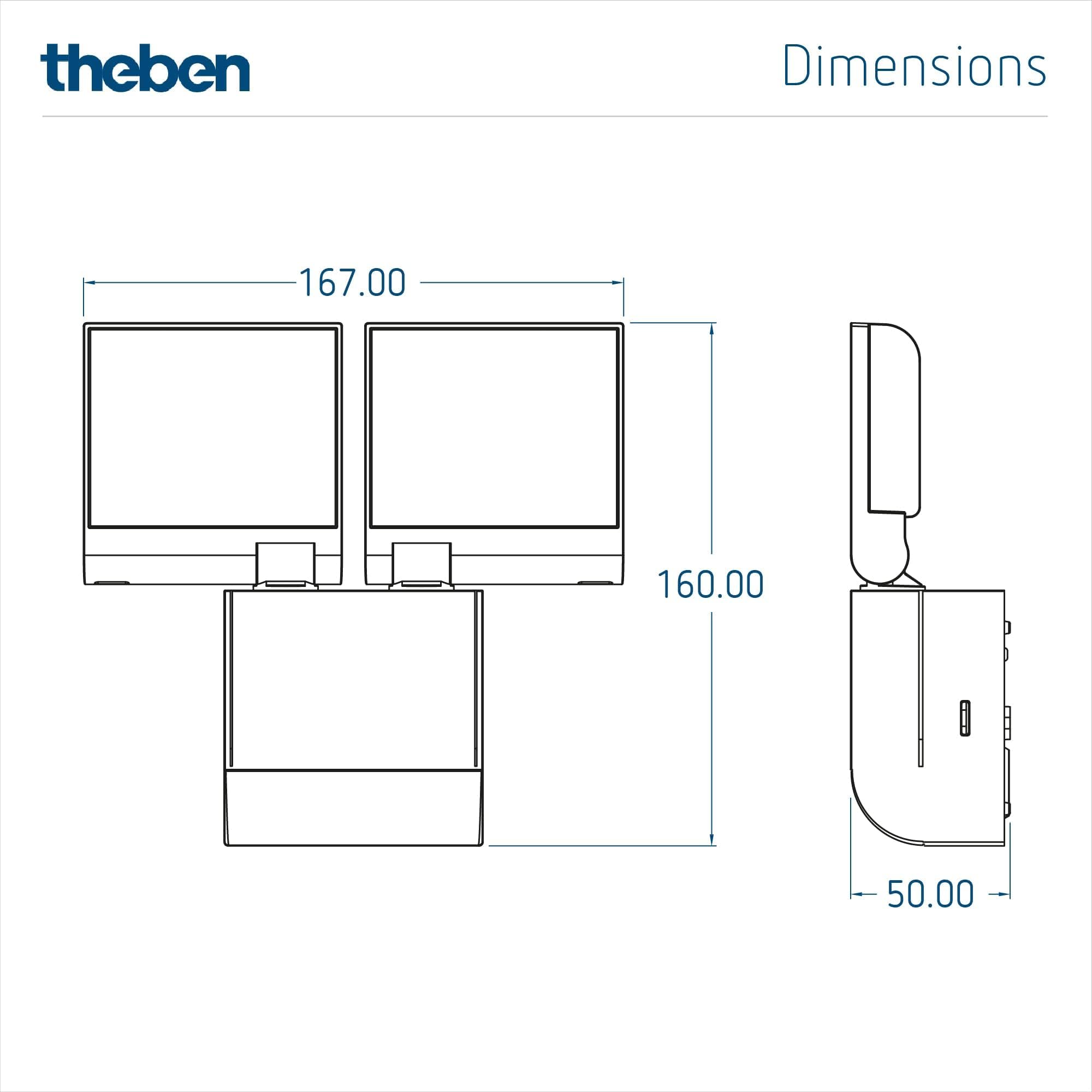Theben 1020802 theLeda S17-100 WH LED-Strahler 17 W Bewegungsmelder weiß | Wandmontage außen, 4000 K neutralweiß, 180° mit 10 m Reichweite, dreh-/schwenkbar, IP55, 2x900 lm, zusätzlicher Schaltausgang