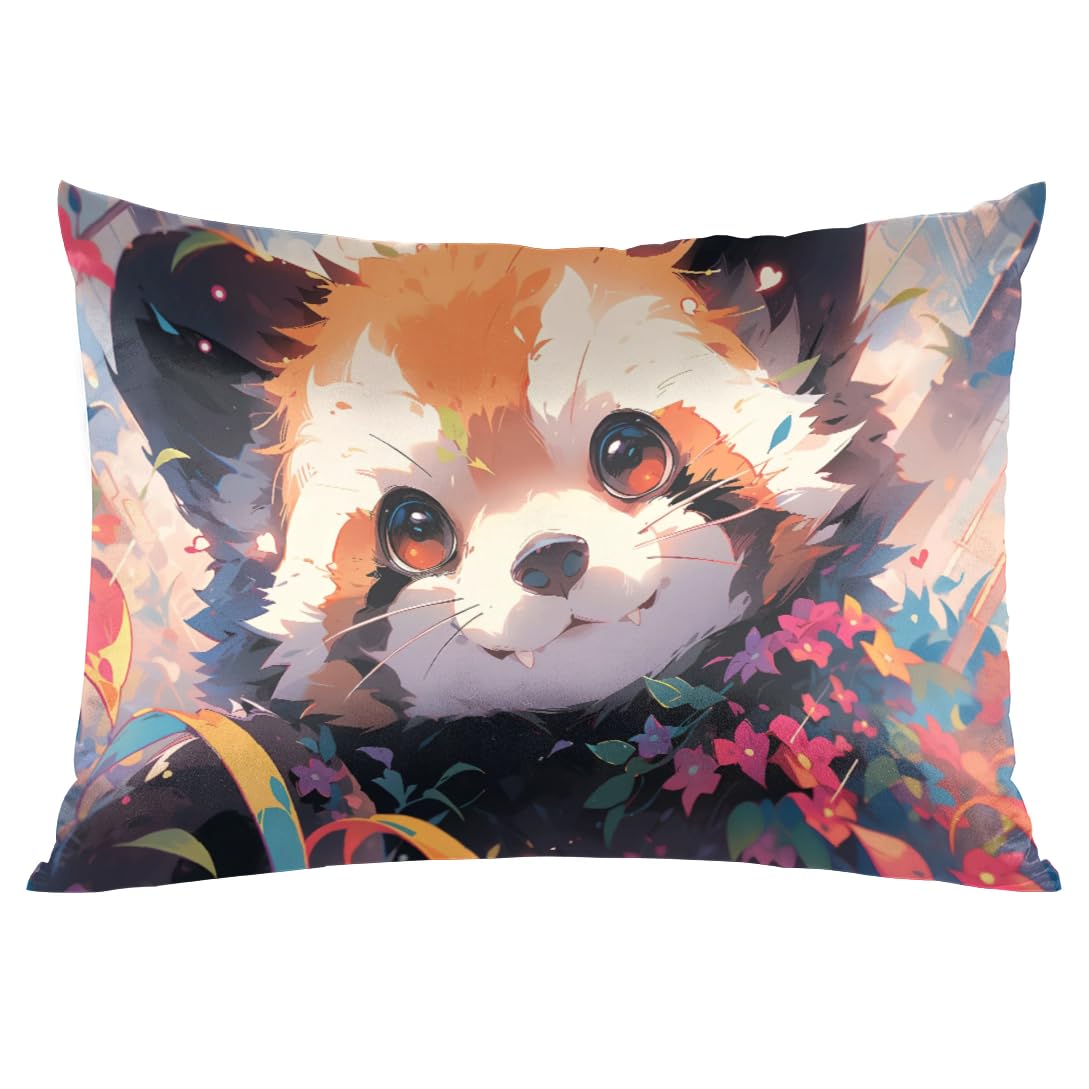 Raccoon Cute Animal Satin Pillowcase for Hair and Skin Silk Pillow Cases Soft and Cozy Cooling Slip Pillow Cover with Envelope Closure Standard 20 *