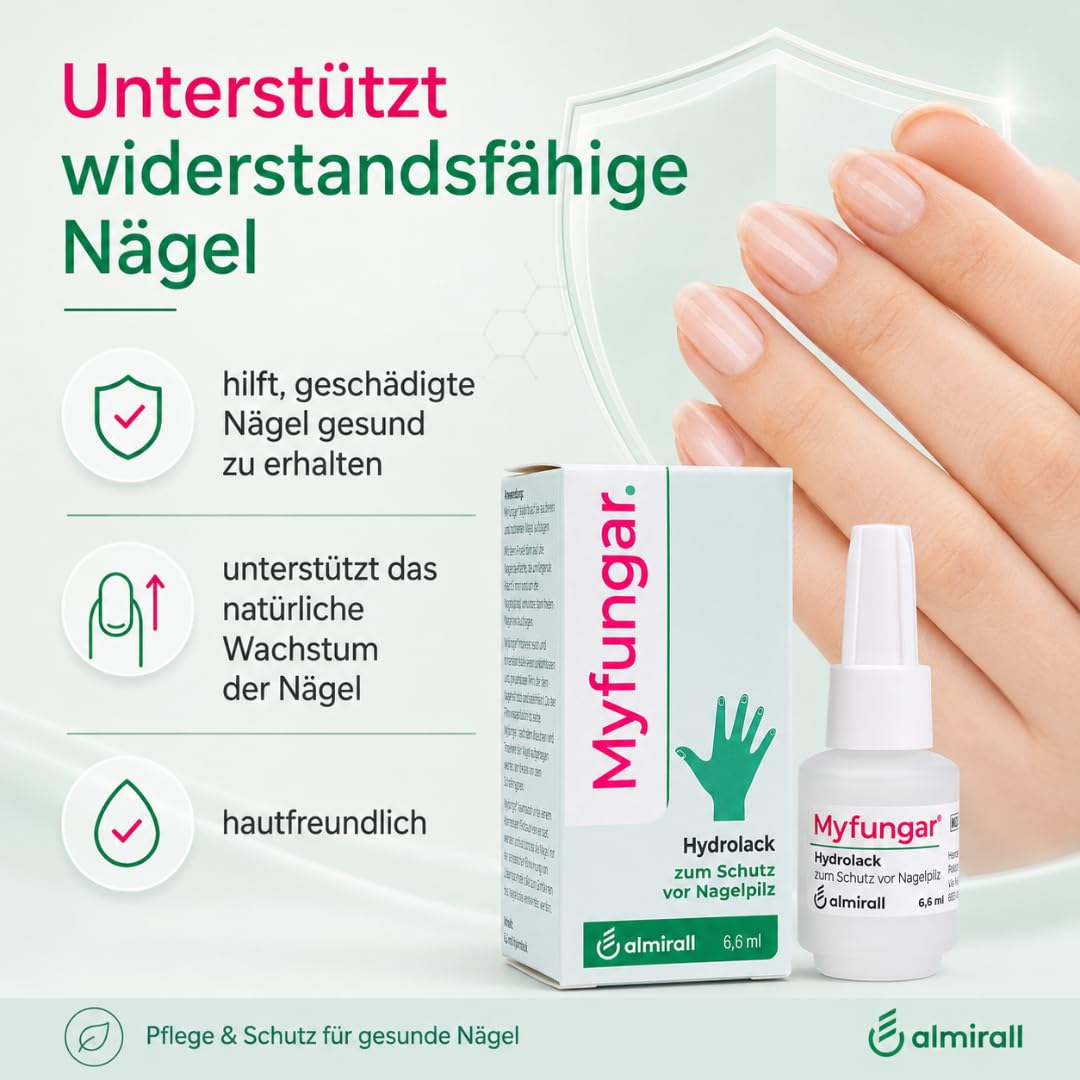 Hydrolack 6,6 ml I Nagellack für Fuß- & Fingernägel I mit Pharma Perle (3x) | täglich anwendbar, wasserlöslicher Schutzfilm, Nagelpflege
