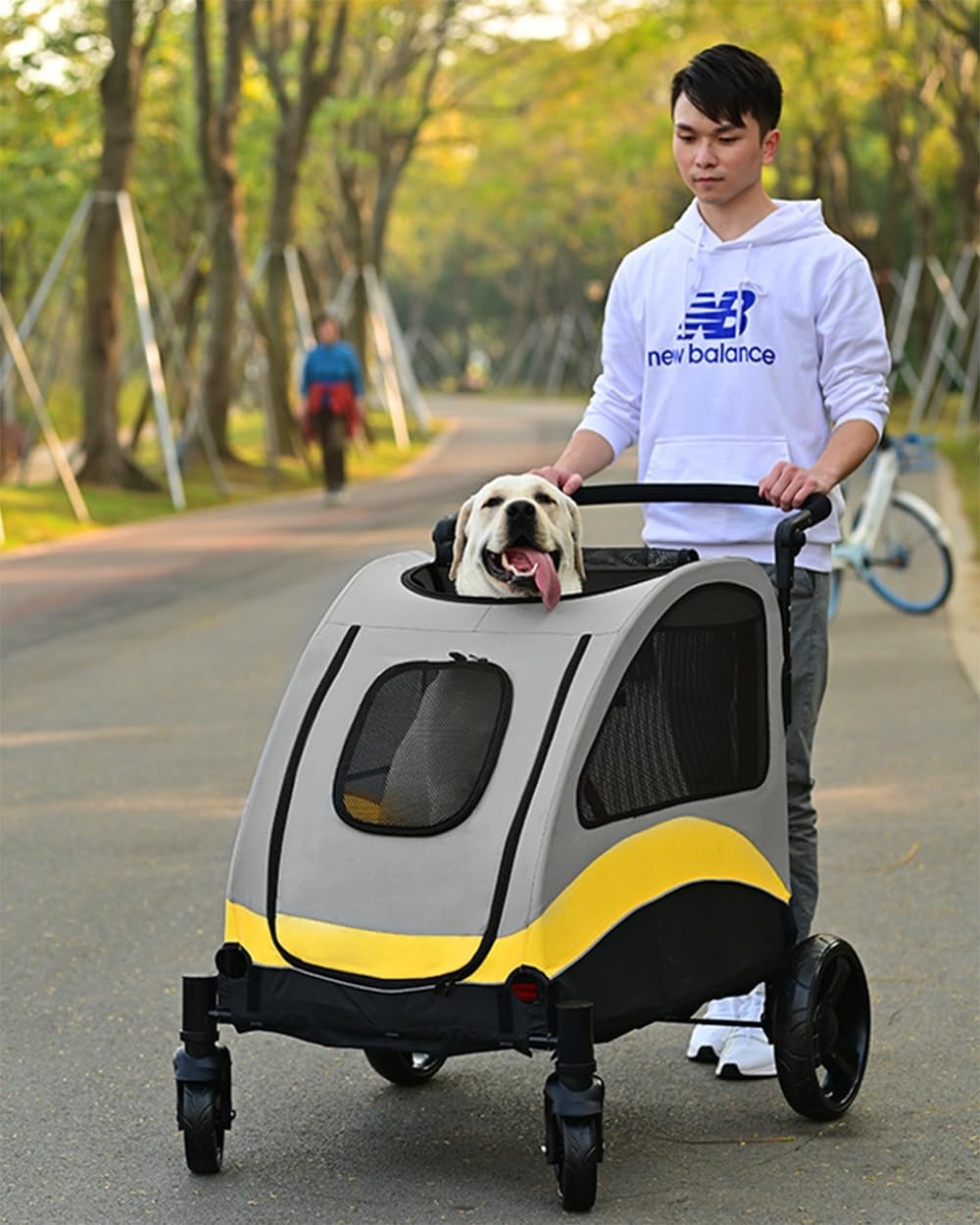 Passeggino per Cani Gatti Borsa Da Trasporto per Cani Pieghevole Carico 60 Kg Carrello Con 5 Finestre A Rete Animali Domestici per Cani Di Medi E Grandi Che Viaggiano