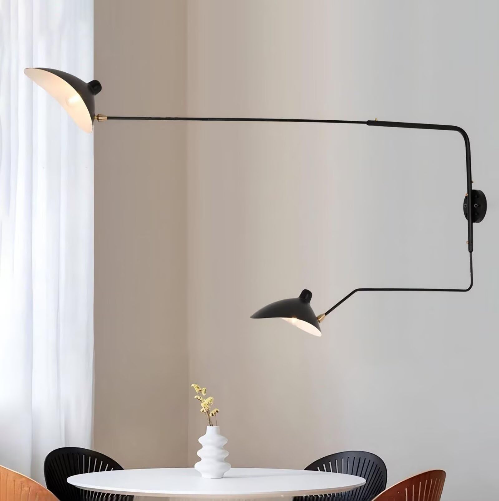 DESHOME Wall Light with Swivel Arm Hardwire Black 150cm Industrial Vintage Wall Lamp Indoor Long Wall Light Adjustable Arm, for Living Room, Bedside, Study, Children Room, E27 3000K