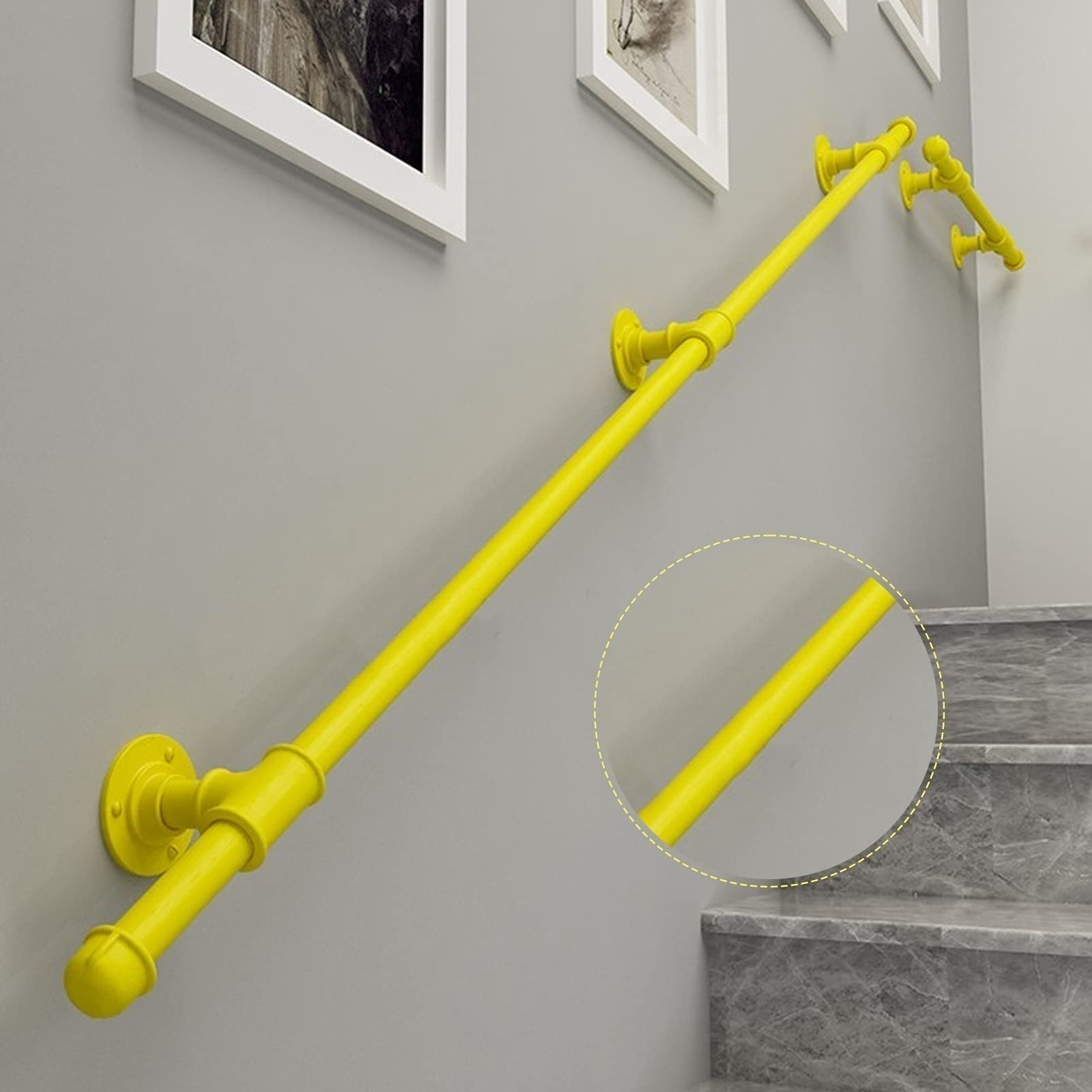 金属製手すり 黄色　デザイン梯子 取り付け用ネジ付き　3つセット 金属製手すり 黄色 デザイン梯子 取り付け用ネジ付き 3つセット
