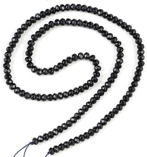 Miniatura 4 de Adabele GH1R-5 - Piedra preciosa curativa de cuarzo negro azabache natural, 1 hebra de 0.157 pulgadas, cuentas sueltas pequeñas de Rondelle (120-130