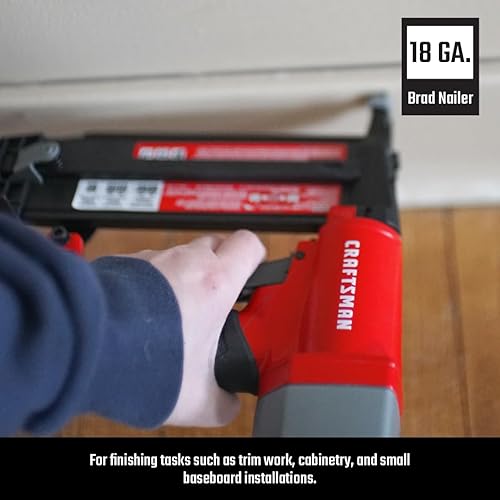 Miniatura 6 de Craftsman Compresor de aire para panqueques de 6 galones, kit combinado de 4 herramientas, 150 PSI, sin aceite, incluye clavadora de acabado 16GA,