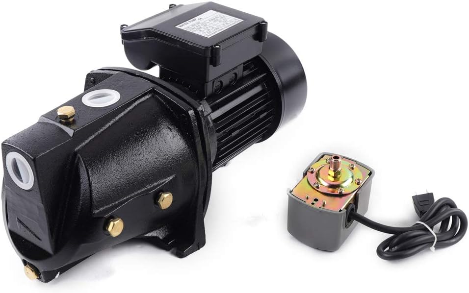 1 HP Shallow Well Jet Pump w/Pressure Switch 750W 1 HP Jet Pump Agri-cultural Pump 4000L/H High Pressure Self-Priming Water Booster Pump For Garden Water Well Supply 17.5GPM