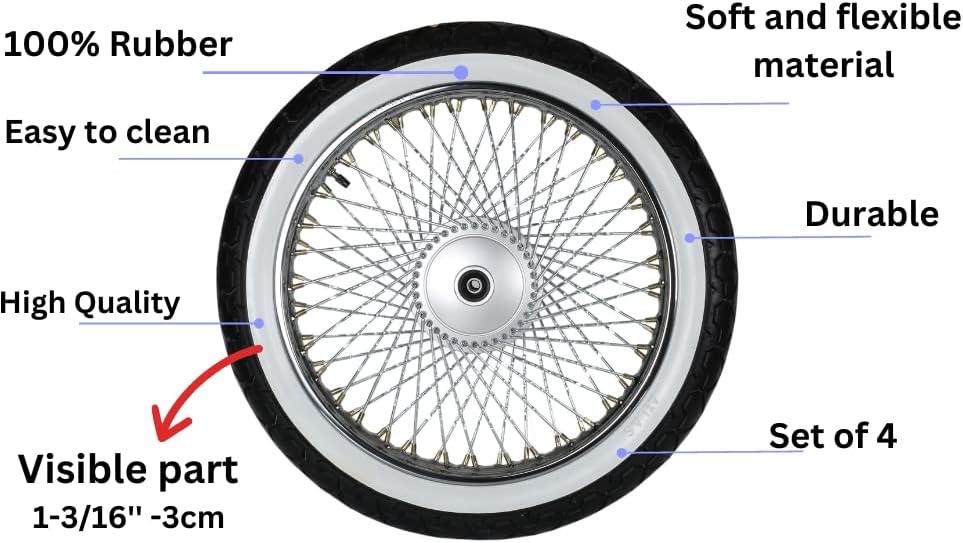 Miniatura 2 de PORTAWALL - Juego de 4 llantas de pared blanca de 19 pulgadas para neumáticos de pared lateral de 19 llantas, accesorios universales para exteriores